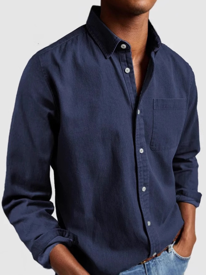 New Long Sleeve Turn-Down Collar Men's Shirt - view 3