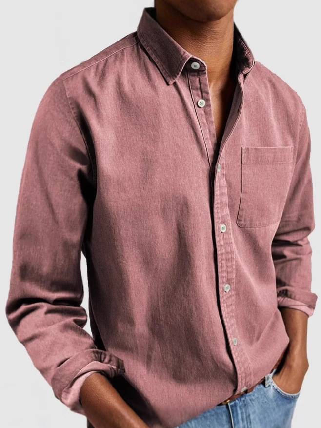 New Long Sleeve Turn-Down Collar Men's Shirt - view 5