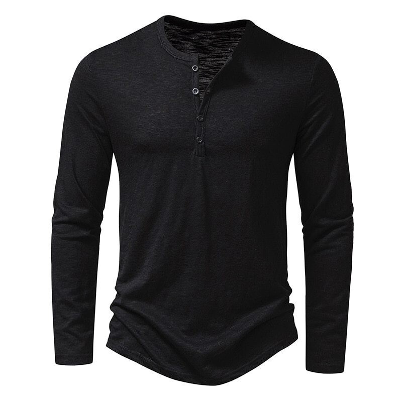 Men's Autumn And Winter New Henry Collar POLO Shirt Fashion Long-Sleeved T-Shirt - view 3