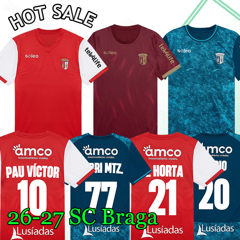 4XL S.C. Braga R.Horta 26 27 Maglie Da Calcio PAU Victor F.Navarro G.Silva Mari…