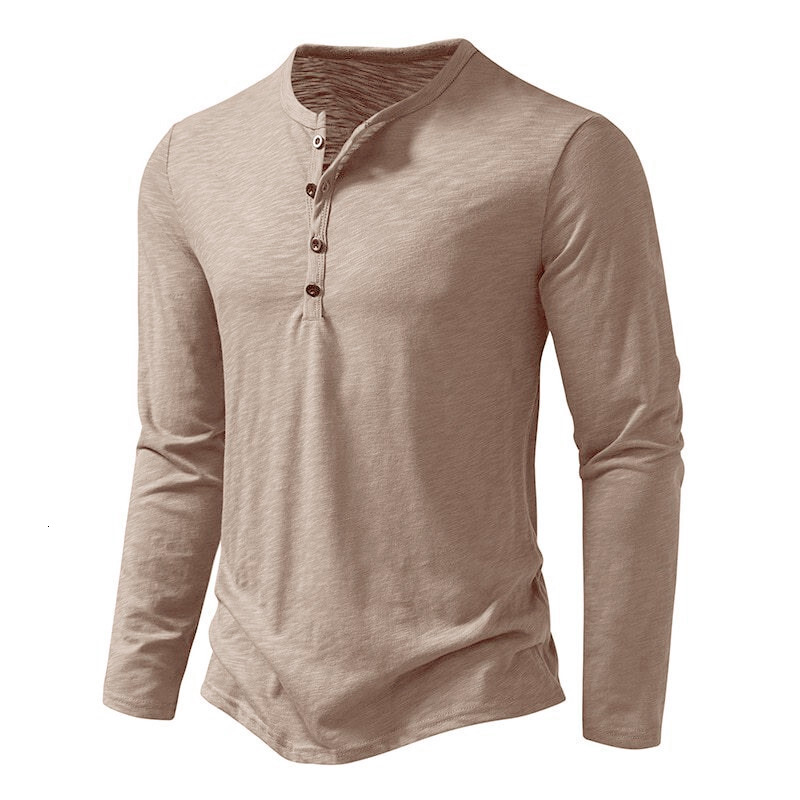 Men's Autumn And Winter New Henry Collar POLO Shirt Fashion Long-Sleeved T-Shirt - view 6