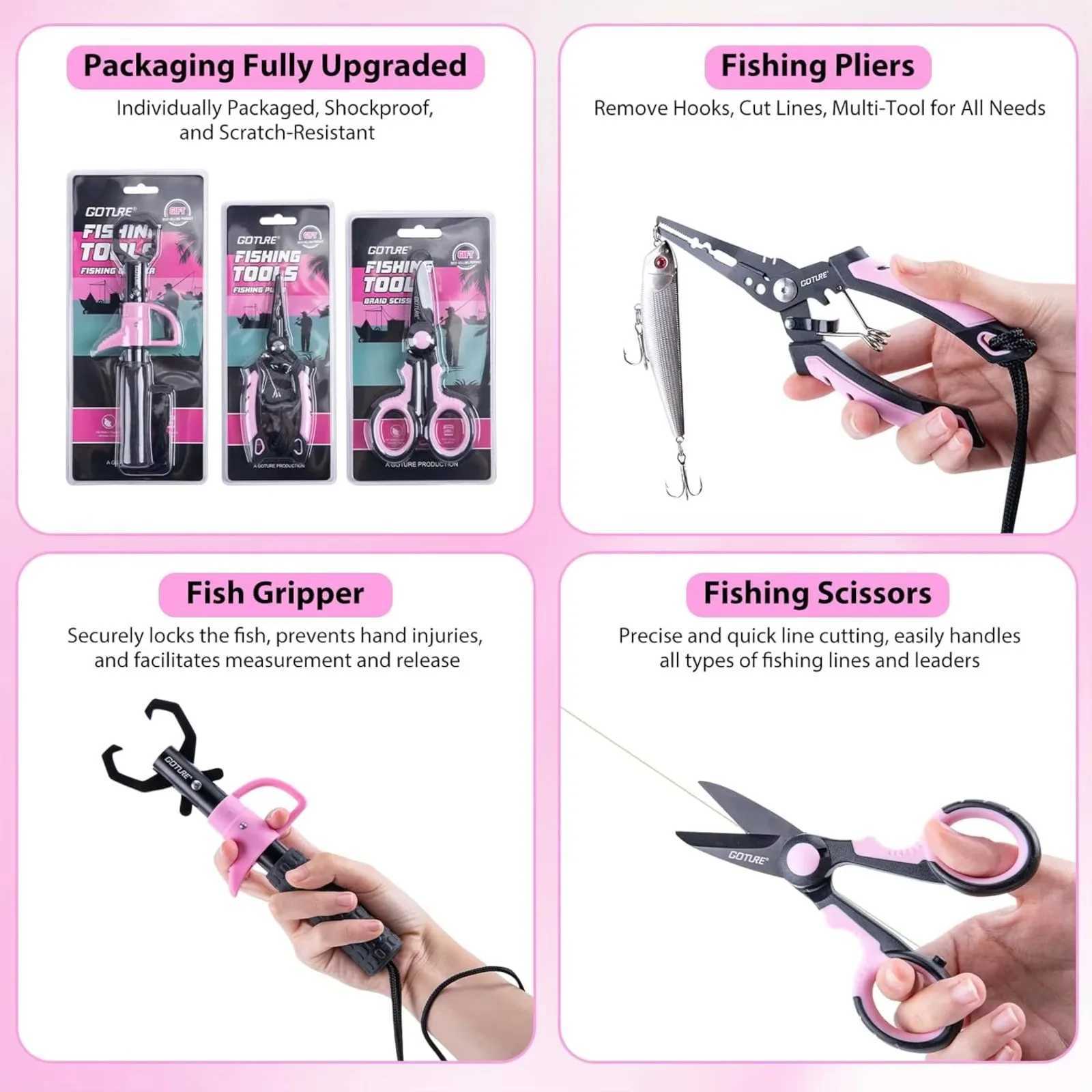 Goture Pink Fishing Rod and Reel Combo All-in-One Fishing Kit Telescopic Rod Spinning Reel 66PCS Lures Tackle Bag Fishing Gear Q260902 - view 6