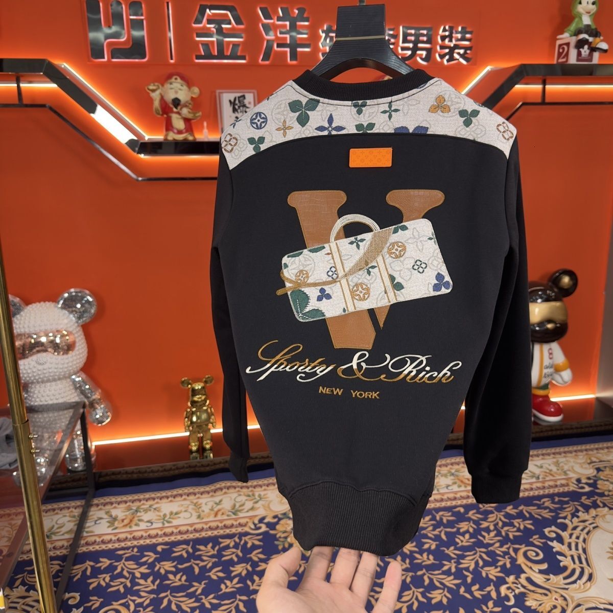 Felpa Girocollo Casual Alla Moda Versatile Ricamata Da Uomo Dei Nuovi Pesi Massimi Autunnali-image