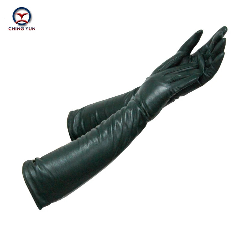 Winter Lady Fashion Sheepskin Leather Gloves Women Genuine Leather Mittens Female Long StyleArm Sleeve 260902 - view 3