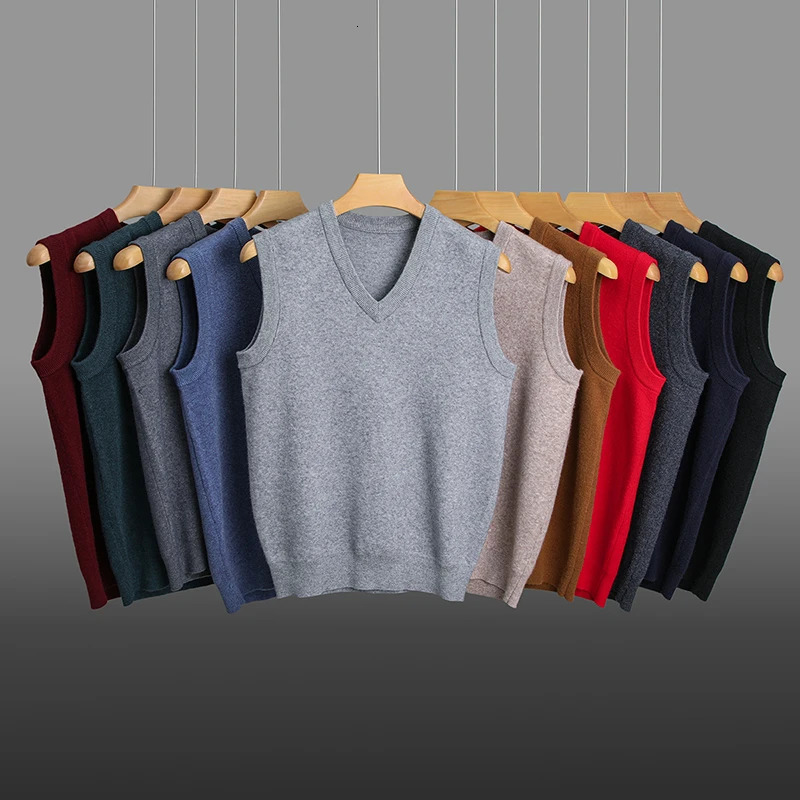 Top Grade AntiPilling Thick Autum Winter Fashion V Neck Business Casual Men Knit Pullover Sweater Vest Sleeveless 260902 - view 7