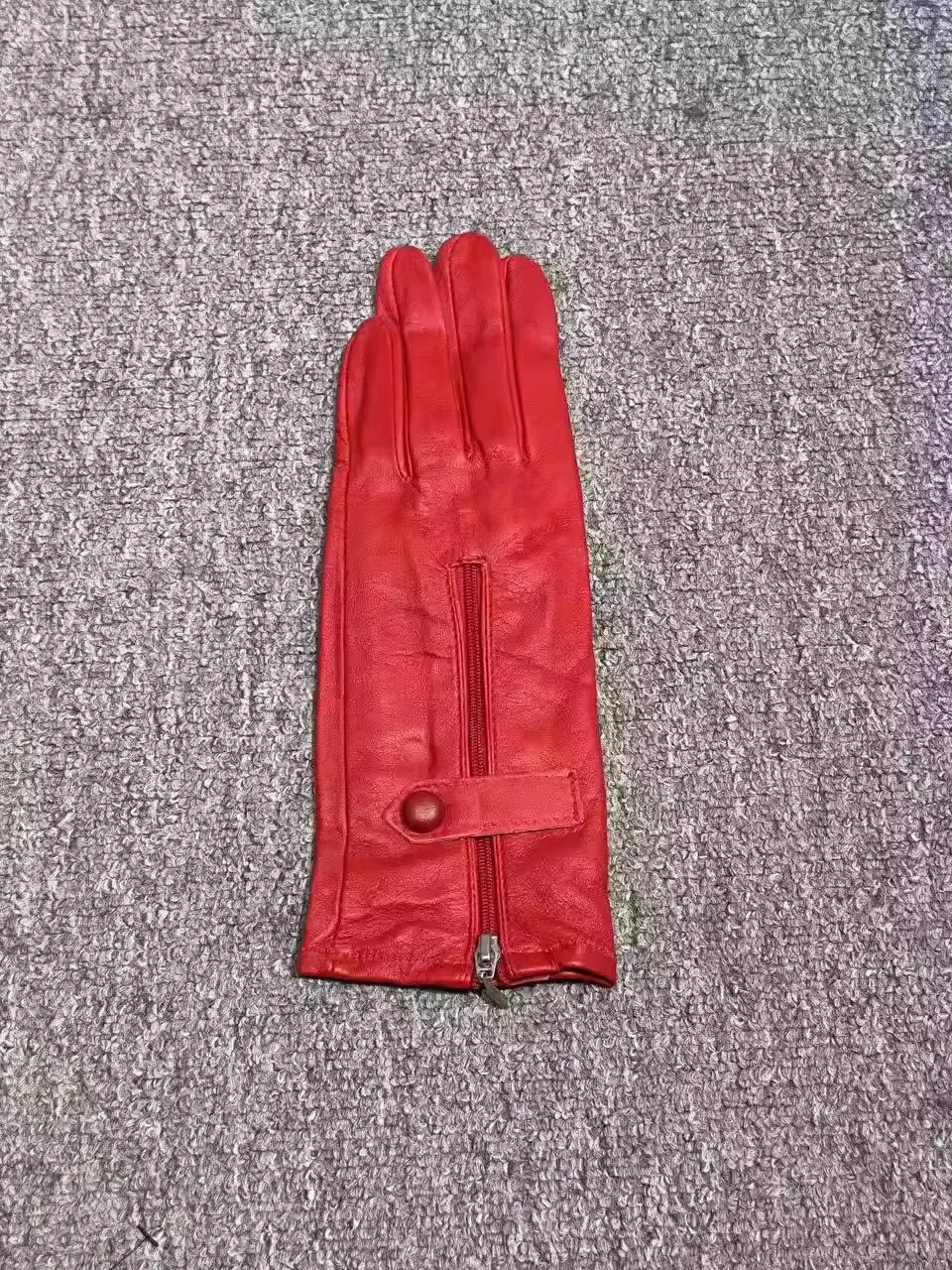 Women's Red Sheepskin Leather Zipper Gloves Girls Motorcycle Riding Driving Dancing Glove R3213 260902 - view 3