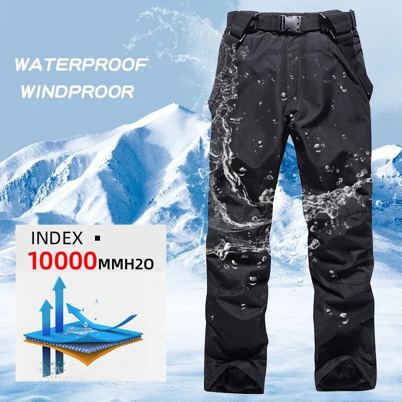 Winter Outdoor Men's Ski Pants With Adjustable Straps Breathable Waterproof Windproof for Hiking Snowboarding Costume Overalls 260831