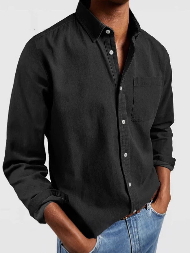 New Long Sleeve Turn-Down Collar Men's Shirt - view 6