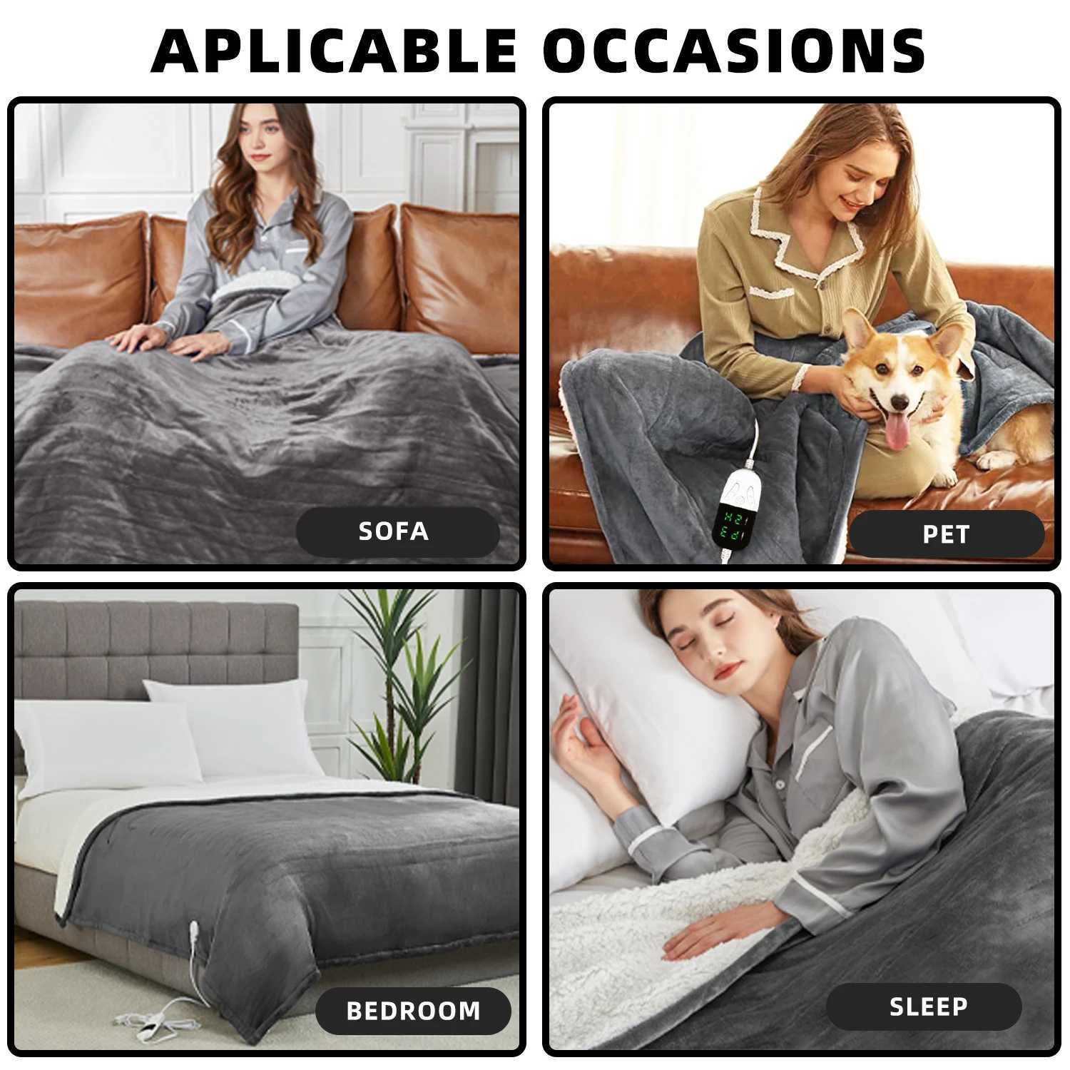 1Blanket-Electric Blanket Soft Heated Heated Throw Blanket with 6 Heating Levels 4 Hours auto-Off Over-Heat Protection L260902