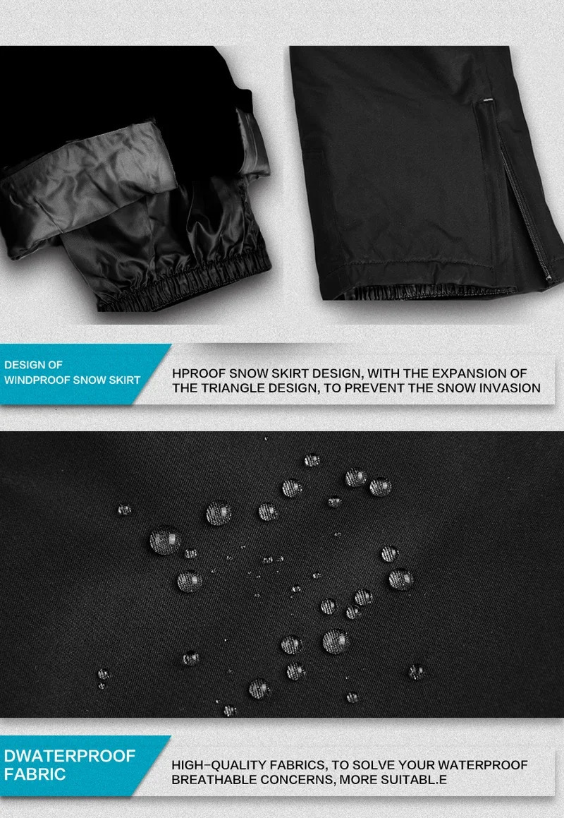 Winter Outdoor Men's Ski Pants With Adjustable Straps Breathable Waterproof Windproof for Hiking Snowboarding Costume Overalls 260831 - view 6
