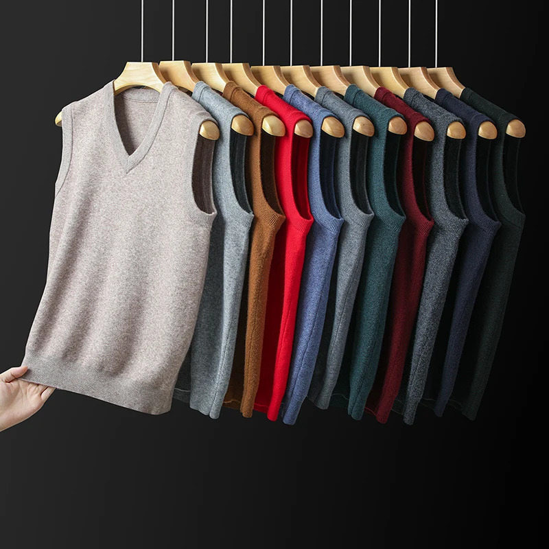 Top Grade AntiPilling Thick Autum Winter Fashion V Neck Business Casual Men Knit Pullover Sweater Vest Sleeveless 260902 - view 6