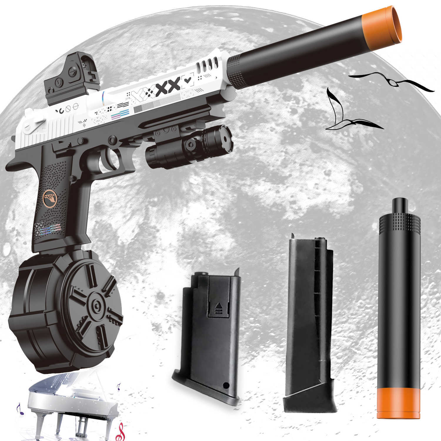 Toy pistol gel ball gun electric burst and manual single shot mode comes with three magazines rechargeable battery outdoor S260904RAKW