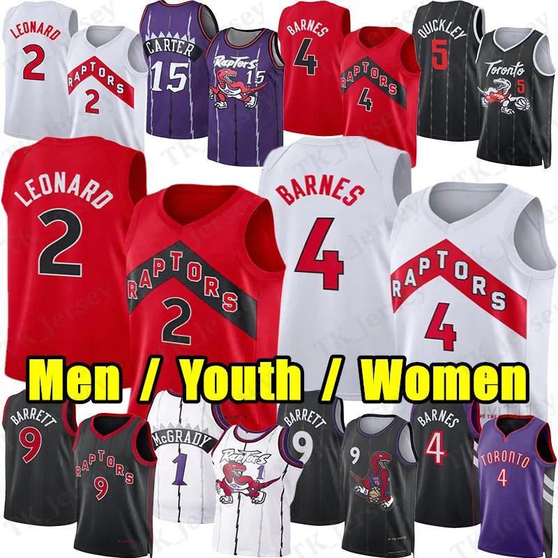 Raptorsjersey Maglia Da Basket Torontos Kawhi Leonard Scottie Barnes RJ Barrett Immanuel Quickley Jakob Poeltl Vince Carter Tracy Mcgrady Jamal Shea-image