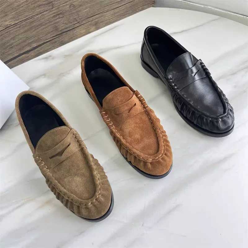 Loafers Design Retro Pleated Black Leather Slip on Single Shoes Soft Leather Soft Sole Casual Derby Shoes Trendy Women's Shoes J260903 - view 7