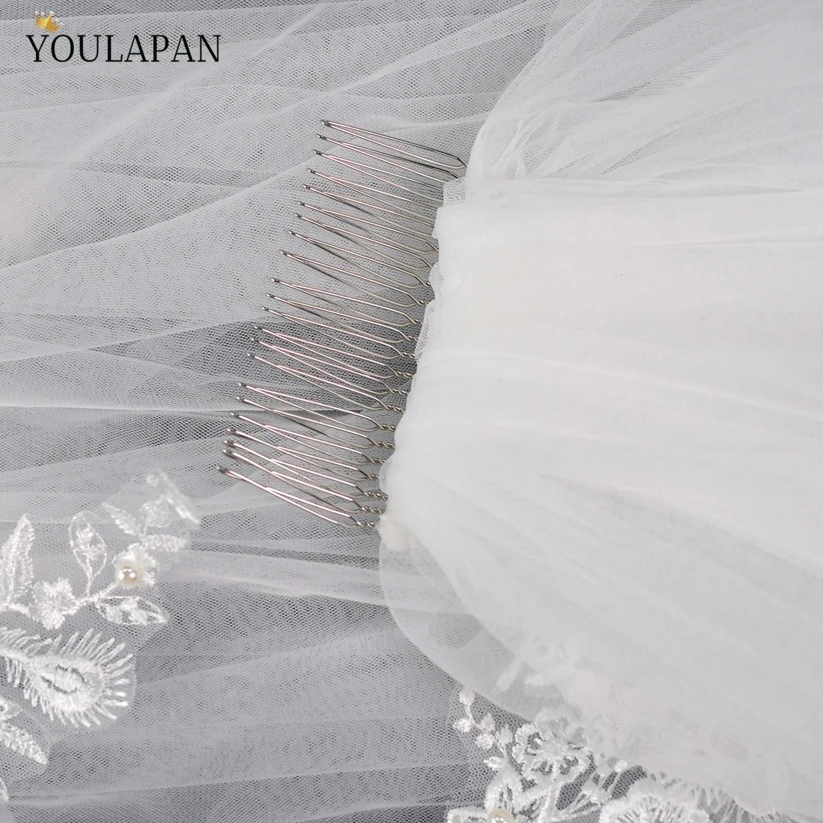 Lace TOPQUEEN Wedding Veil Edge Bridal Veils Two Layer Elegant Rochii Romantic Lace Elbow Length Complementos De Boda V391 J260903 - view 6
