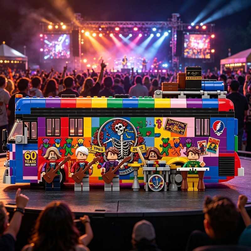 Grateful Dead 60th Anniversary Psychedelic Tour Bus Building Block Set Fan Collection Gift Model L260904L5PK - view 4