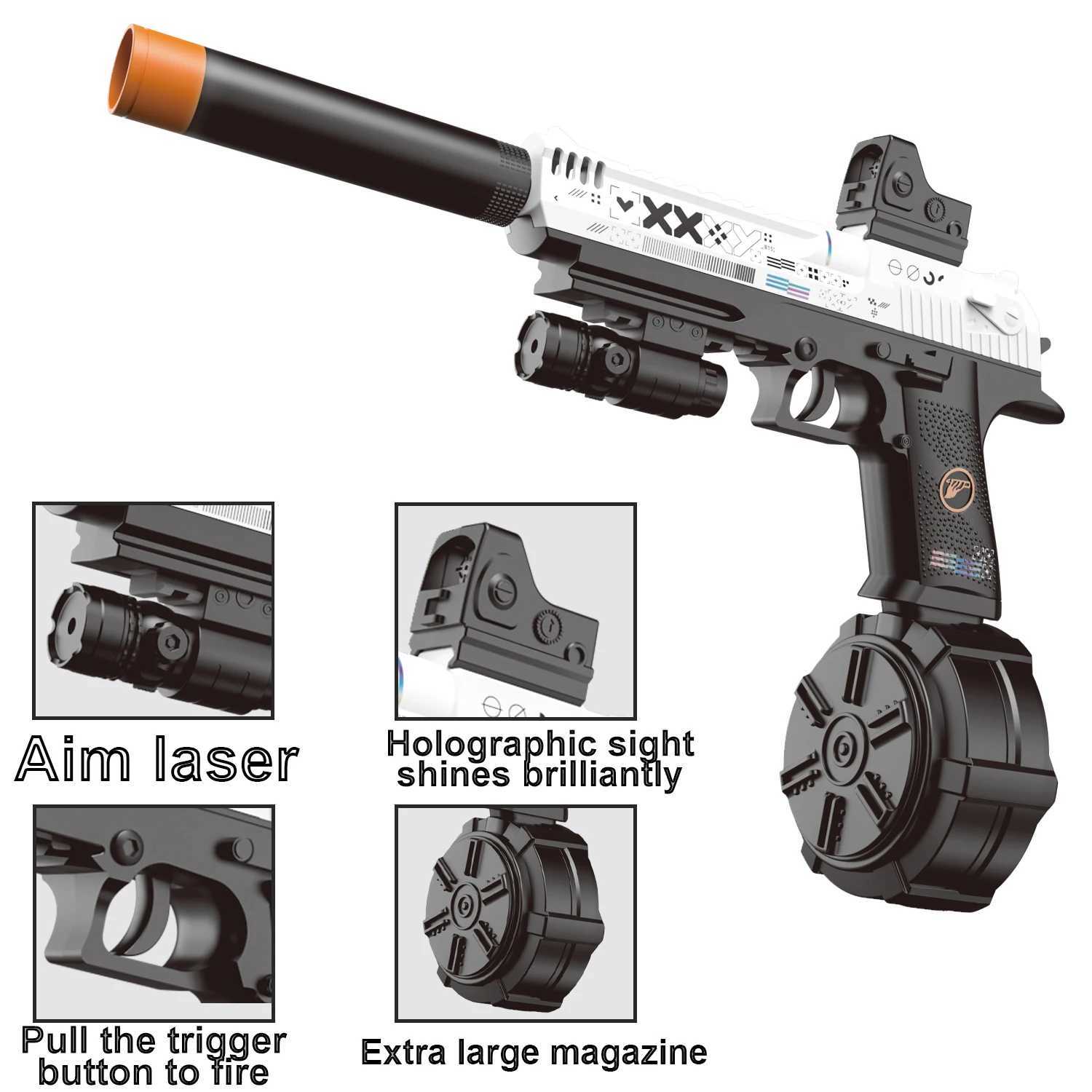 Toy pistol gel ball gun electric burst and manual single shot mode comes with three magazines rechargeable battery outdoor S260904RAKW - view 4