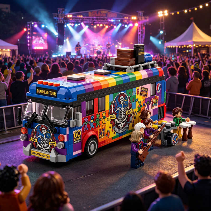 Grateful Dead 60th Anniversary Psychedelic Tour Bus Building Block Set Fan Collection Gift Model L260904L5PK - view 3