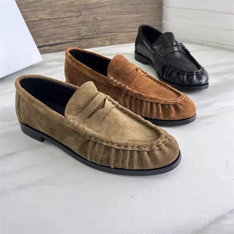 Loafers Design Retro Pleated Black Leather Slip on Single Shoes Soft Leather Soft Sole Casual Derby Shoes Trendy Women's Shoes J260903 - view 6