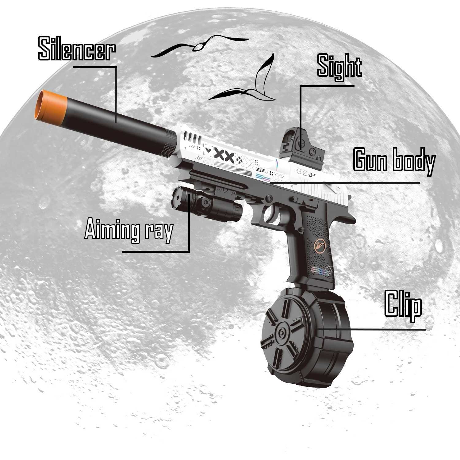 Toy pistol gel ball gun electric burst and manual single shot mode comes with three magazines rechargeable battery outdoor S260904RAKW - view 3