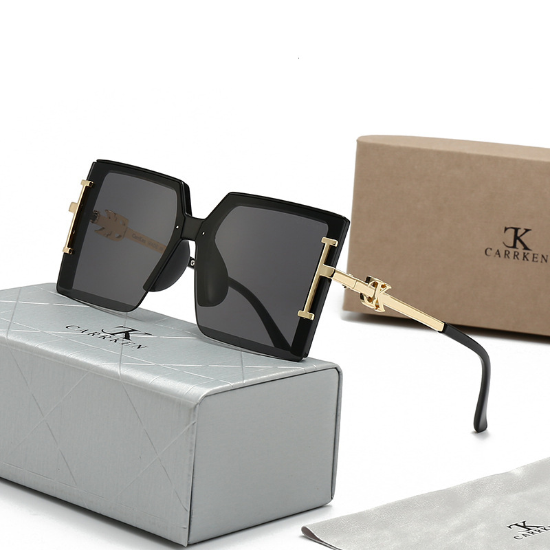 Luxury Brand Designer Fashionable Trendy Large-Frame Sunglasses, Popular Retro Avant-Garde Men And Women, Korean-Style Sunglasses For Drivers - view 4