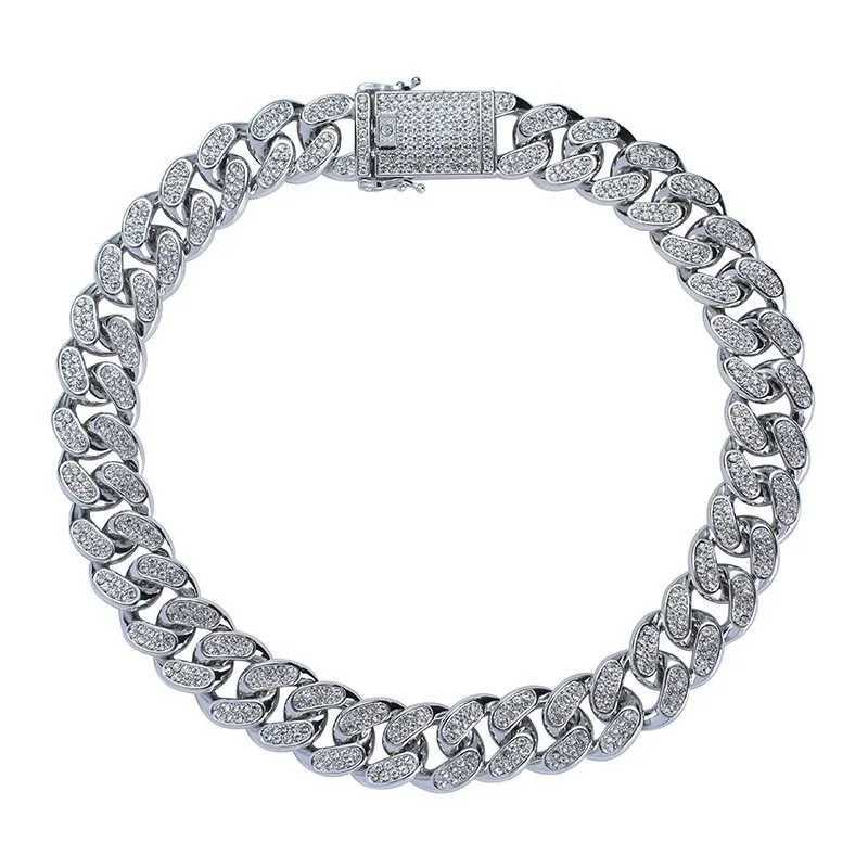 20mm Sparkling Cuban Chain Necklace Bracelet Set - Alloy Rhinestone Hip Hop Unisex Jewelry Trendy Layered Choker Accessory Z260905