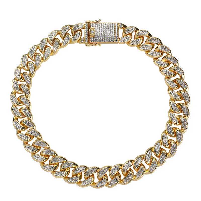 20mm Sparkling Cuban Chain Necklace Bracelet Set - Alloy Rhinestone Hip Hop Unisex Jewelry Trendy Layered Choker Accessory Z260905 - view 7