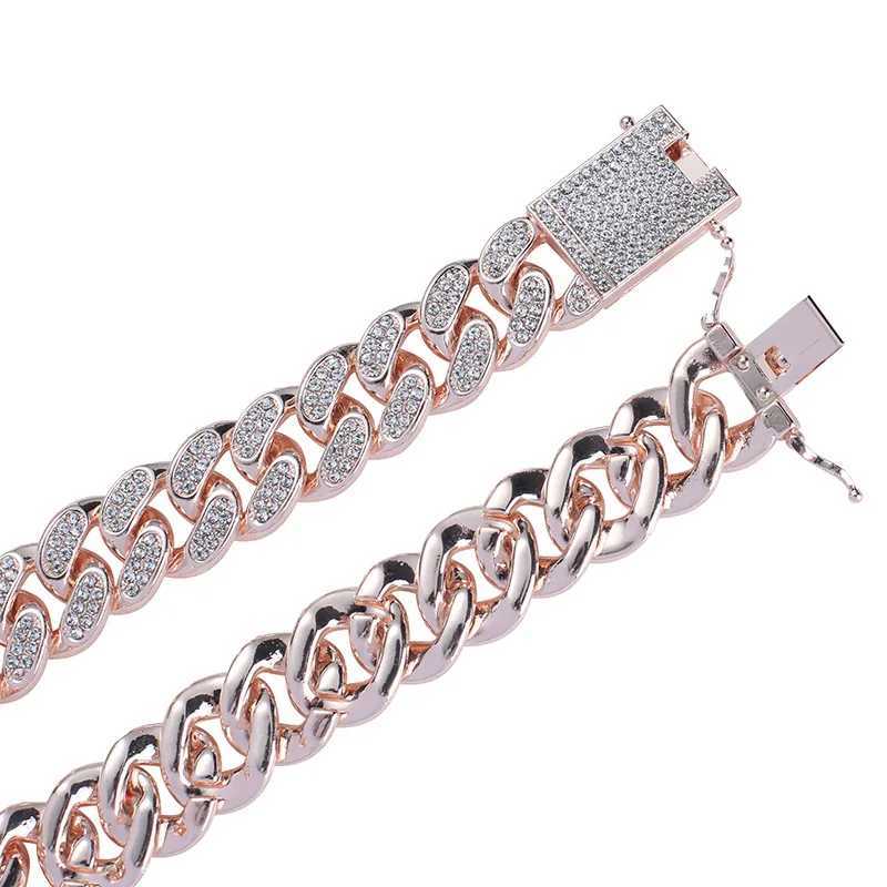 20mm Sparkling Cuban Chain Necklace Bracelet Set - Alloy Rhinestone Hip Hop Unisex Jewelry Trendy Layered Choker Accessory Z260905 - view 6