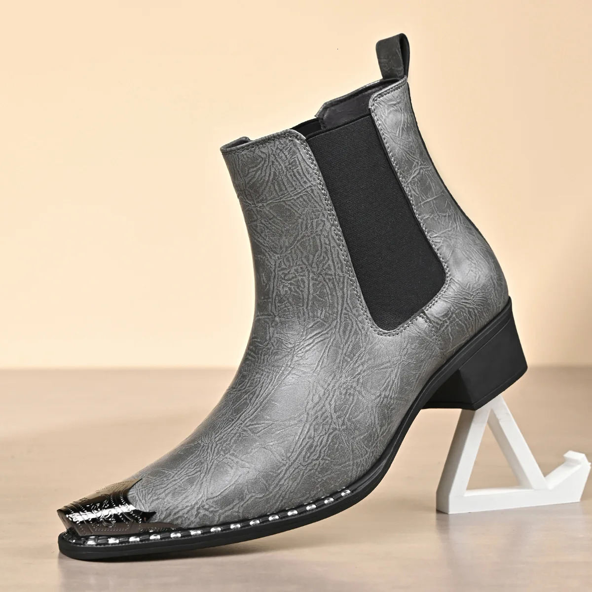 Mens Fashion Cowboy Boots Pointed PullOn Leather Western Short Plus Size Work Ankle Chelsea Big 47 48 260905 - view 5