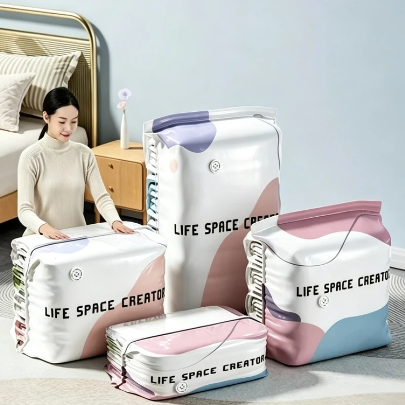 No Pump Vacuum Storage Bags Large Capacity Space Saver Airtight Reusable for Clothes Quilts Blankets Beds 2026 Closet Organizer 260905 - view 6