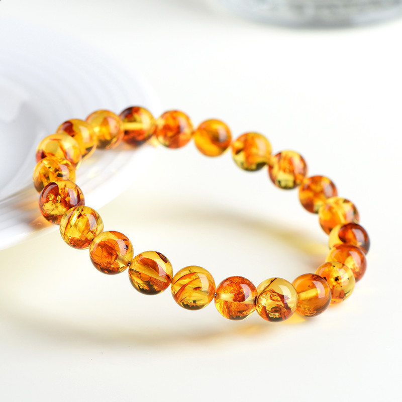 Jiu Ya Crystal Natural Yellow Flower Amber Bracelet Pure Water Fashion Flower Amber Bead Bracelet250712 - view 3