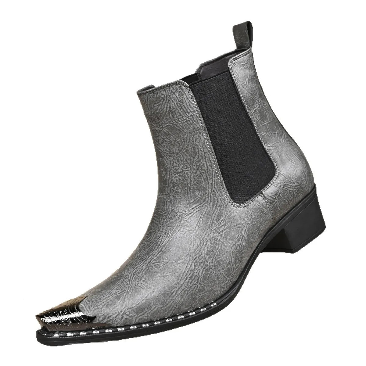 Mens Fashion Cowboy Boots Pointed PullOn Leather Western Short Plus Size Work Ankle Chelsea Big 47 48 260905 - view 6