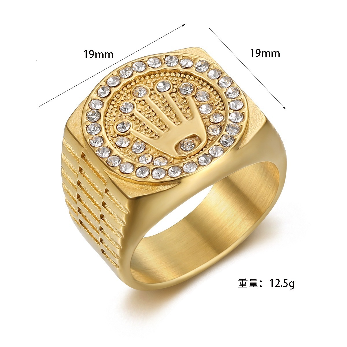 Moissanite Pinky Ring For Men Mens Moissanite Wedding Band 925 Sterling Silver Ring For Men D Color VVS1Round Cut Ring Crown - view 4