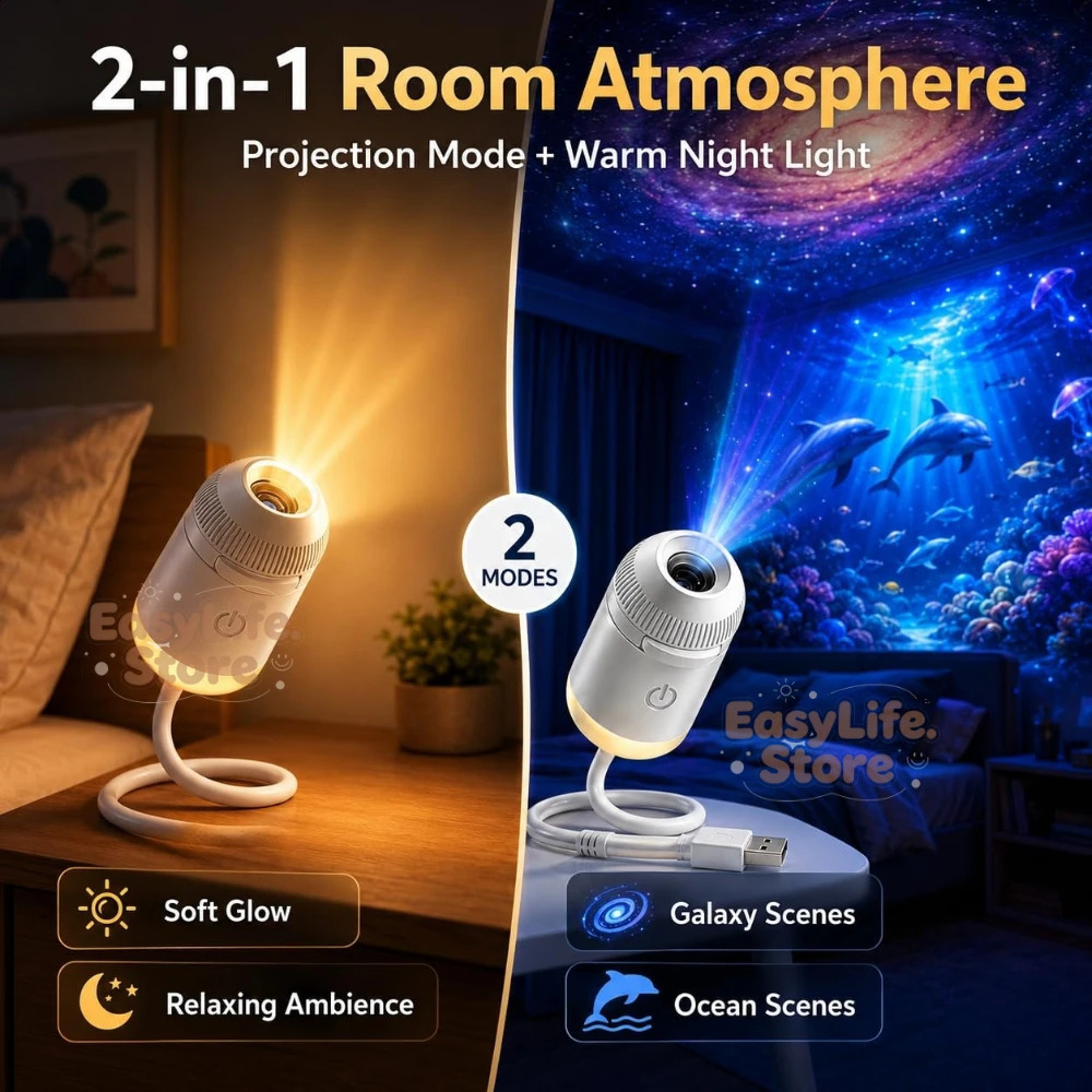 HD Smart Dynamic 5D Holographic Night Light Projector 2in1 Galaxy Star and Ocean Projector with 24 Films for Bedroom Decor 260904 - view 5