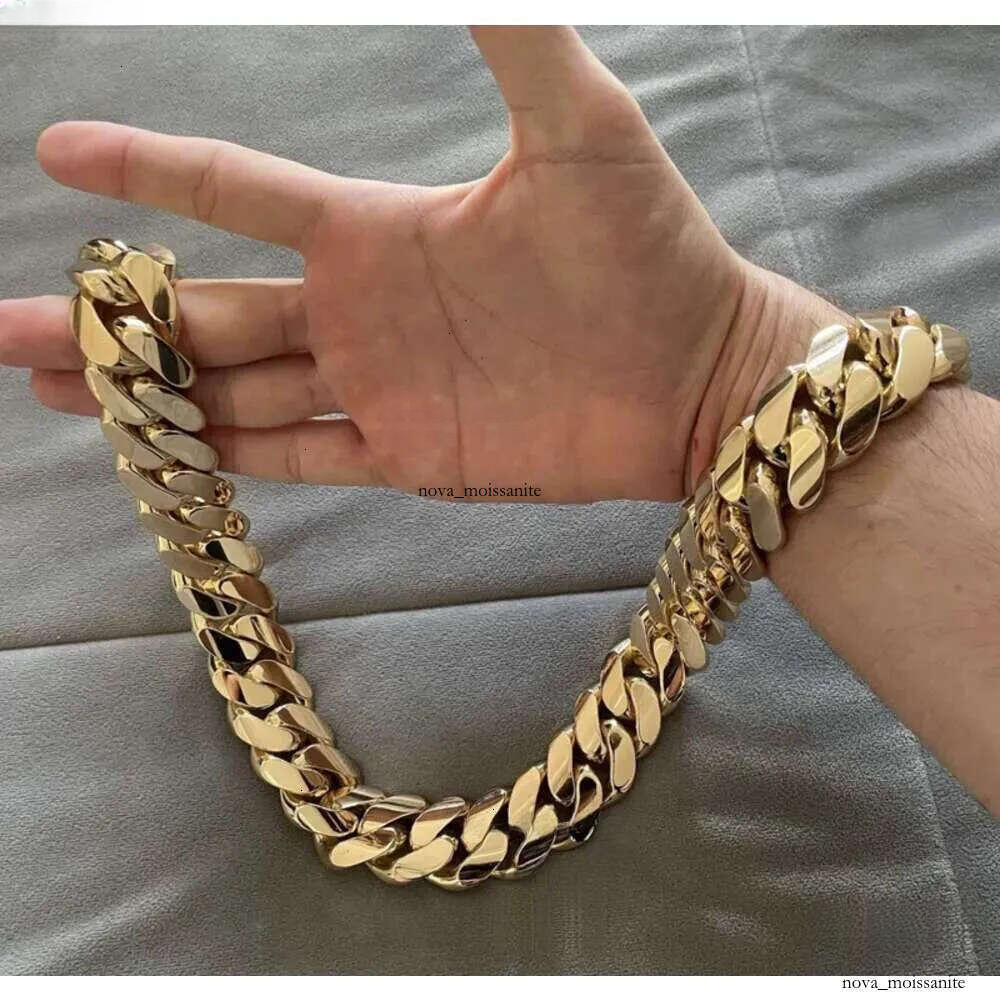 Hip Hop Jewelry Men Thick Miami Necklace 22mm 24 1kilo Gram 14k Gold Plated Plain Style 999 Sier Cuban Chain 46 - view 5