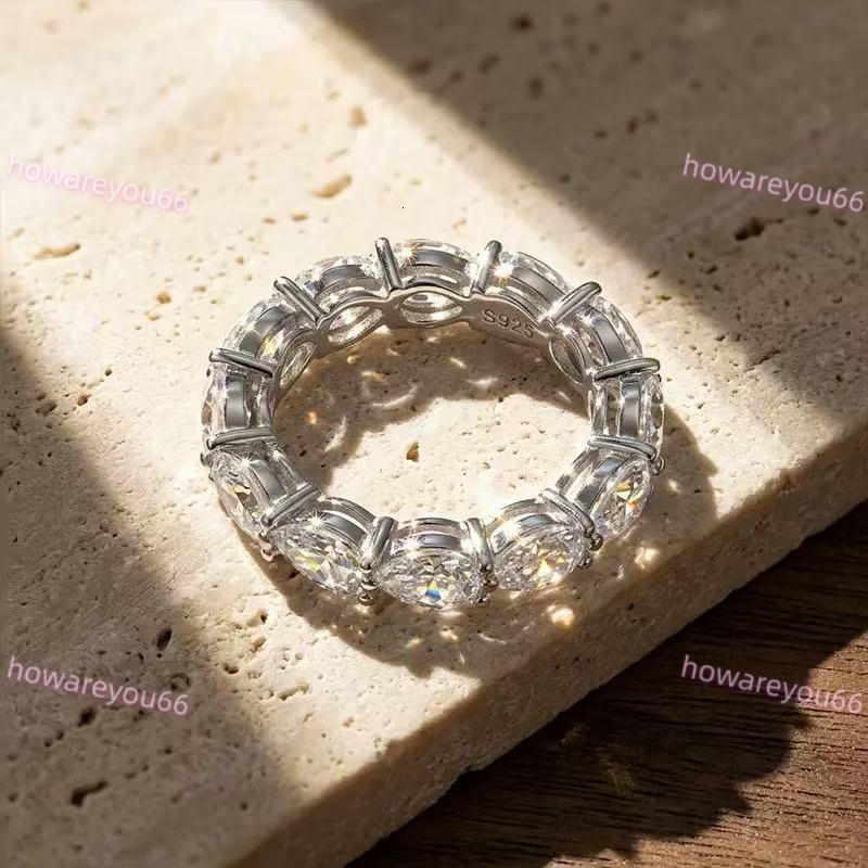 Custom 9K 14K 18K Gold Pear Shape Cutting Lab-grown Diamonds Fine Jewelry Eternity Wedding Engagement Band Ring - view 5