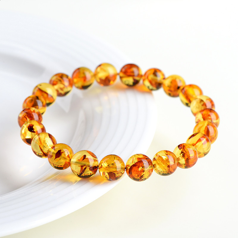 Jiu Ya Crystal Natural Yellow Flower Amber Bracelet Pure Water Fashion Flower Amber Bead Bracelet250712 - view 4