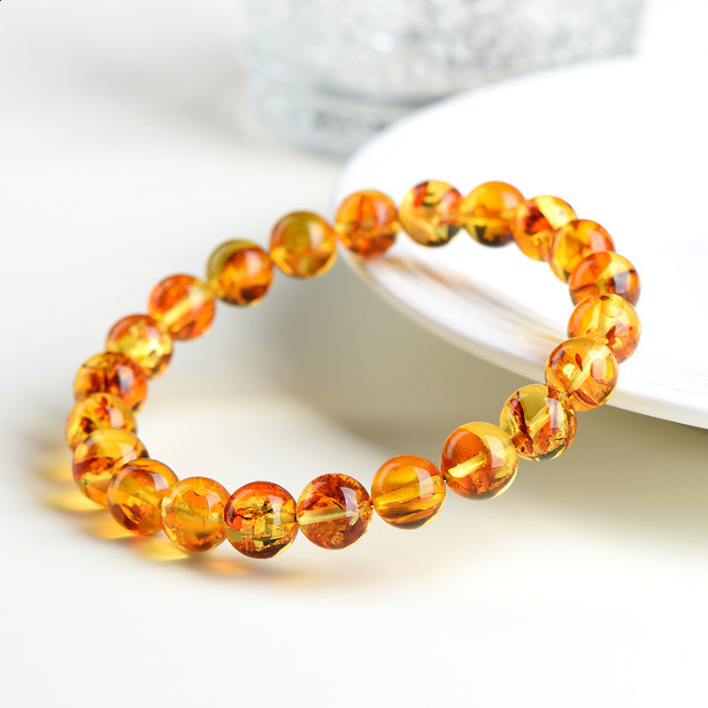 Jiu Ya Crystal Natural Yellow Flower Amber Bracelet Pure Water Fashion Flower Amber Bead Bracelet250712 - view 5
