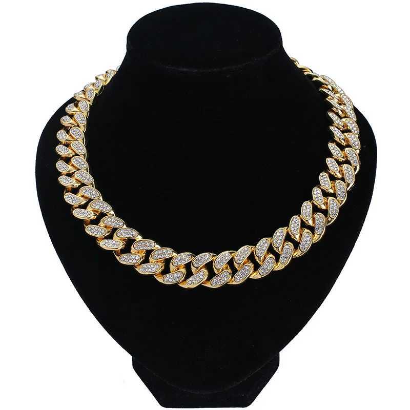 20mm Sparkling Cuban Chain Necklace Bracelet Set - Alloy Rhinestone Hip Hop Unisex Jewelry Trendy Layered Choker Accessory Z260905 - view 3