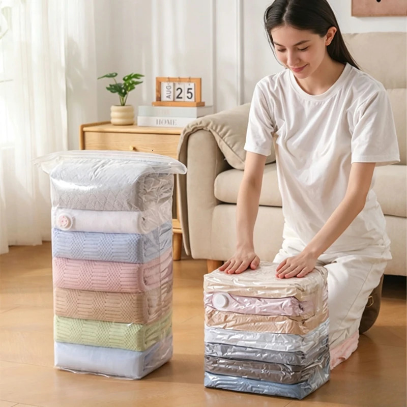 No Pump Vacuum Storage Bags Large Capacity Space Saver Airtight Reusable for Clothes Quilts Blankets Beds 2026 Closet Organizer 260905 - view 3