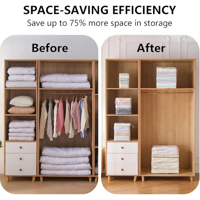 No Pump Vacuum Storage Bags Large Capacity Space Saver Airtight Reusable for Clothes Quilts Blankets Beds 2026 Closet Organizer 260905 - view 5