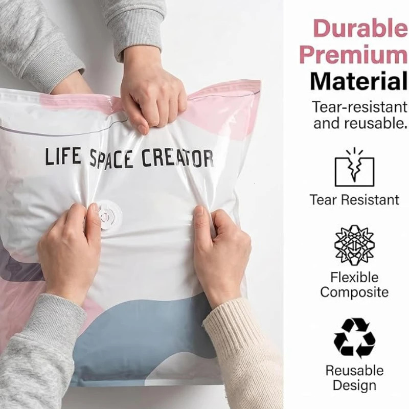 No Pump Vacuum Storage Bags Large Capacity Space Saver Airtight Reusable for Clothes Quilts Blankets Beds 2026 Closet Organizer 260905 - view 7