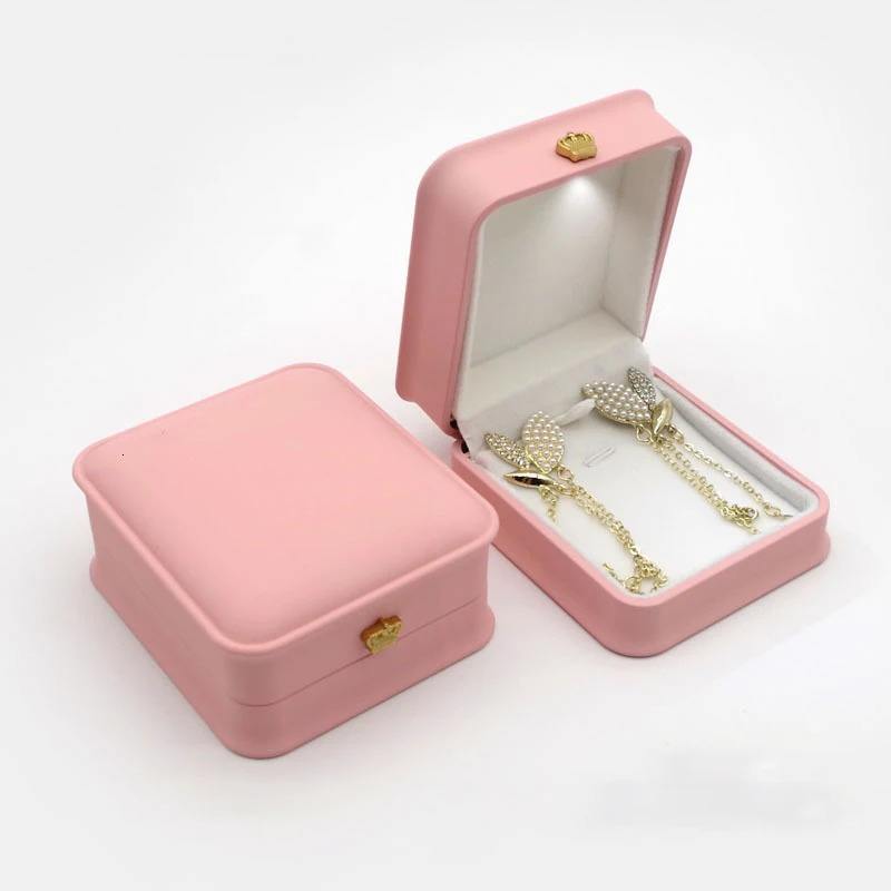 LED Jewelry Ring Box with Llight Crown Earrings Pendant Storage Display Proposal Wedding Gift Box Jewelry Organizer Box 260905 - view 4