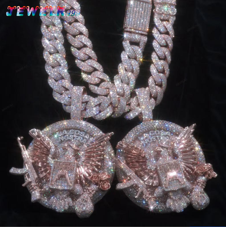 2027 Custom Vvs Moissanite 3D Name Pendant Men Hip Hop Style 925 Silver Iced Out Diamond Link Chain Letter Pendant Jewelry