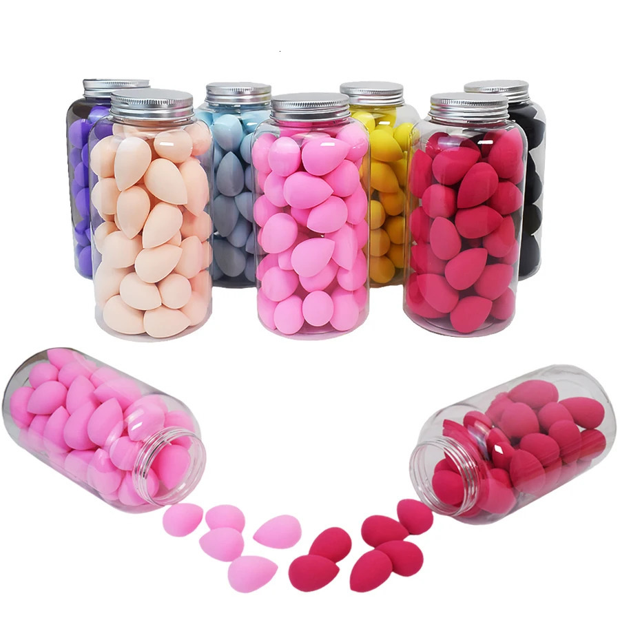 50pcs Mini Beauty Sponge Egg Water Drop Small Makeup Egg powder puff Dry Wet Combined Cosmetic Tools With Storage Box 260905