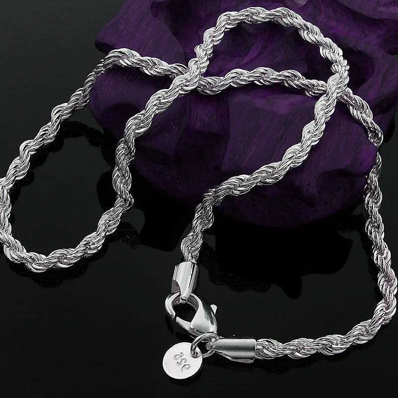 Hot Charms Fine 4MM Rope Chain 925 Sterling Silver Necklaces for Woman Men Classic Fashion Jewelry Wedding Party Holiday Gifts R260905 - view 5