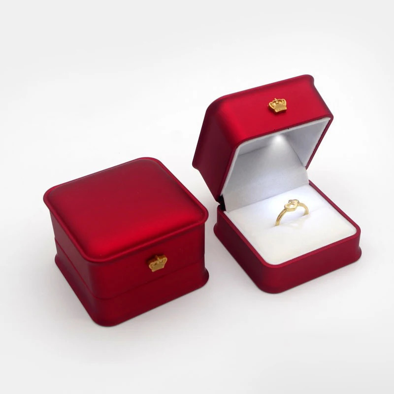 LED Jewelry Ring Box with Llight Crown Earrings Pendant Storage Display Proposal Wedding Gift Box Jewelry Organizer Box 260905 - view 6