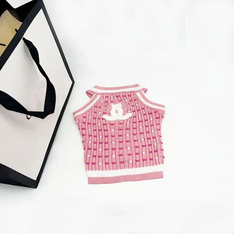 Designer Dog Clothes Brands Dog Apparel Dogs Sweater Classic Letters Pattern Stretch Comfort Cotton Pet Sweatshirt Vest for Small Doggy Pink - view 4