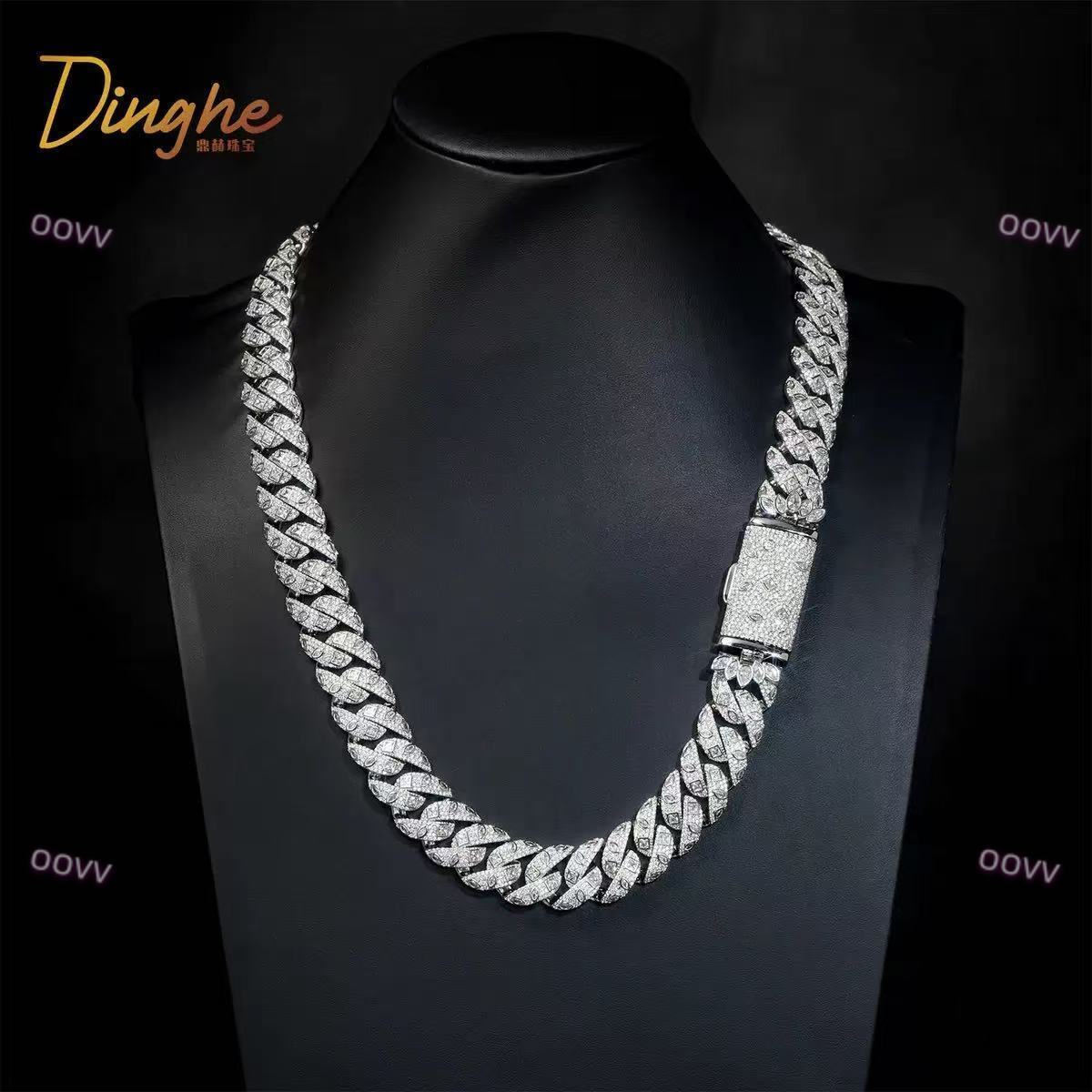 Luxury Custom Moissanite 18mm Cuban Chain 925 Sterling Silver Rose Gold Plated GRA Moissanite Cuban Link Chain Necklace Bracelet - view 9