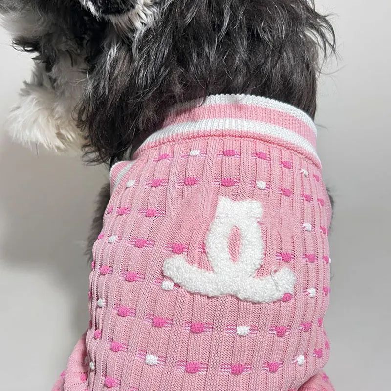 Designer Dog Clothes Brands Dog Apparel Dogs Sweater Classic Letters Pattern Stretch Comfort Cotton Pet Sweatshirt Vest for Small Doggy Pink